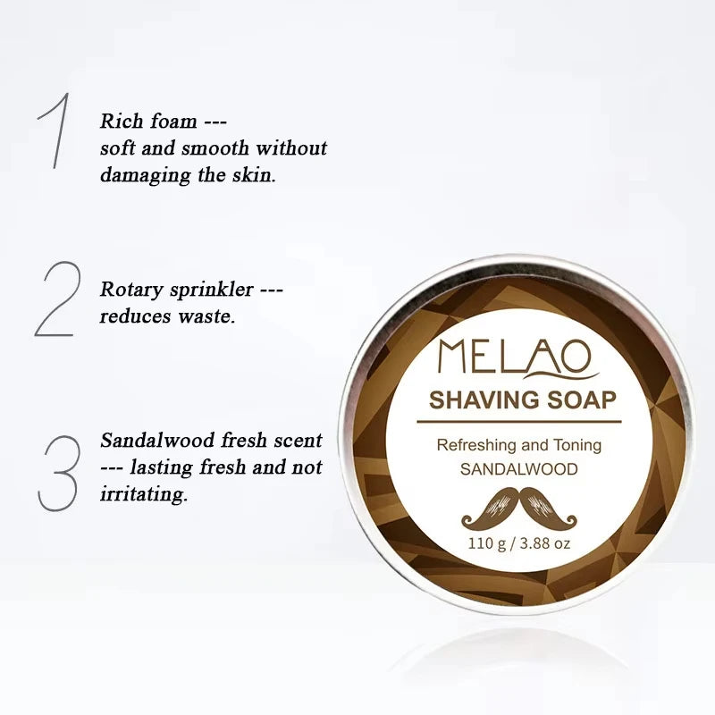 Men's Sandalwood Shaving Soap 110g – Aluminum Tin Beard Care Shaving Soap Zpaxo