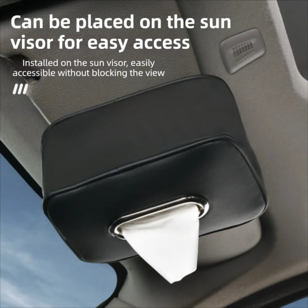 Leather Car Tissue Box Paper Bag Adjustable Sun Visor Minimalist Zpaxo