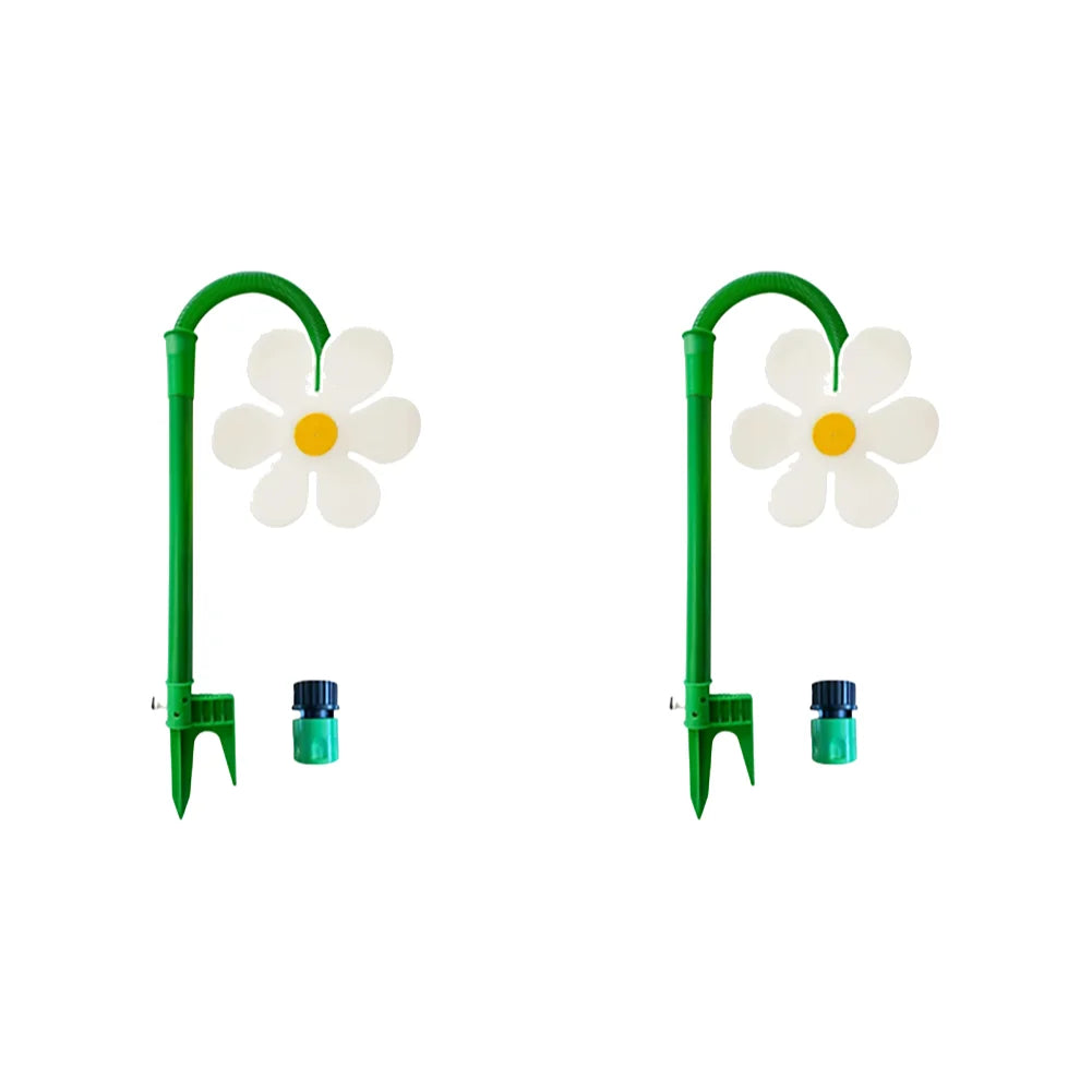 Sunflower 360° Shaking Rotating Sprinkler Garden Yard Lawn Irrigation Device Decorative Ornament Outdoor Water Toy For Children Zpaxo 2PCS White