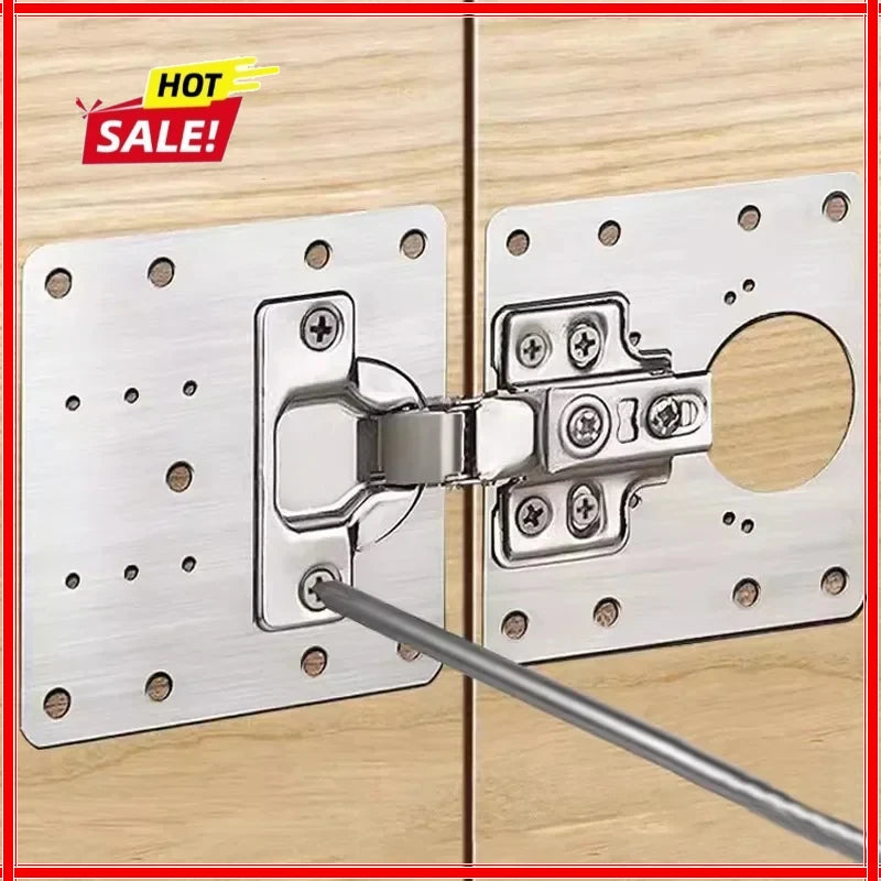 Cabinet Hinge Repair Plate Kit Kitchen Cupboard Door Hinge Mounting Plate With Holes Flat Fixing Brace Brackets Household Tools Zpaxo