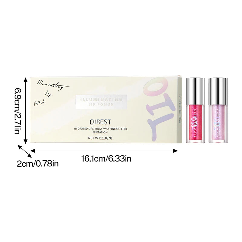 8-pack Lip Gloss Sparkling Waterproof Non Fading Long-lasting Stick