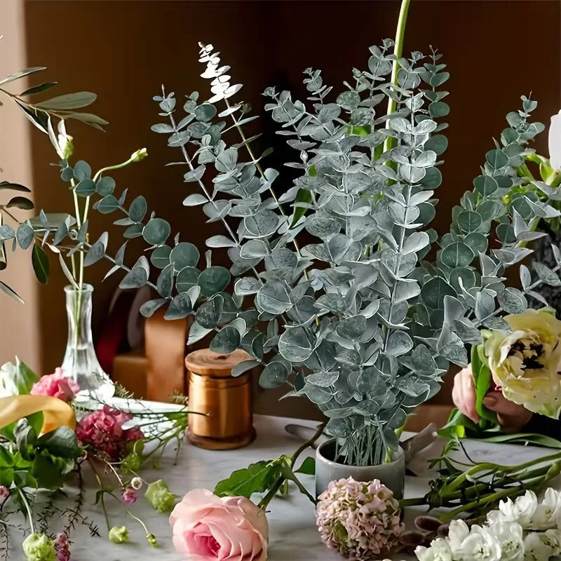10- Artificial Eucalyptus Leaves Stems Branches Green Plants Wedding