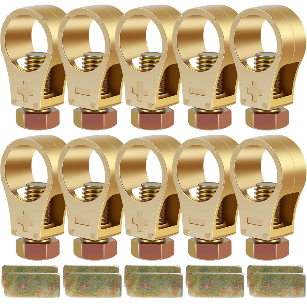 10/20Pcs Car Battery Terminal Connector Clip Pure Copper Heavy-duty Battery Connection Clamp Durable for Van Boat Truck Caravan Zpaxo brass 20PCS
