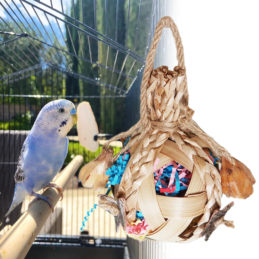 Bird Chewing Toy Chew Toy Ball Cage Bite Hanging Colorful Large Parrot Toys for Lovebird Cockatiels Conures Finches Parakeets Zpaxo