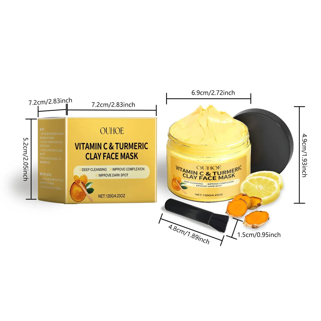 Vitamin C Turmeric Mud Mask Exfoliating Facial Mask Improve Pore Deep Cleansing Nourishing Hydrating Glowing Skin Care Clay Mask Zpaxo