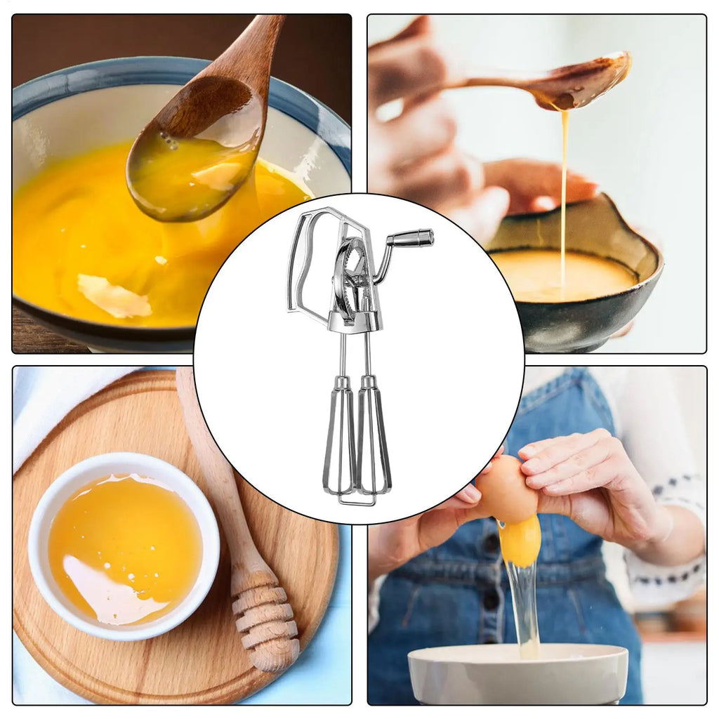 Hand Crank Egg Beater Stainless Steel Whisk Multifunctional
