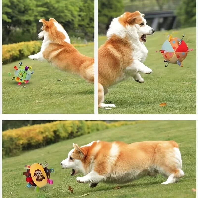Plush Dog Vocal Toy Ball Funny Interactive Pet Toys Bells Cleaning