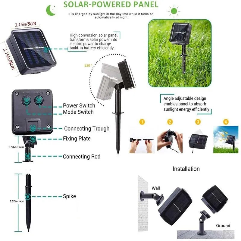 Solar LED Strings Lamp Waterproof Outdoor 300 Lights 8 Mode Garden Zpaxo