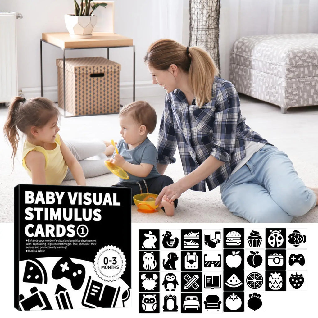Visual Stimulation Flashcard Black And White Baby Sensory Card Brain Development Visual Stimulation Flashcard For Boys Girls Zpaxo