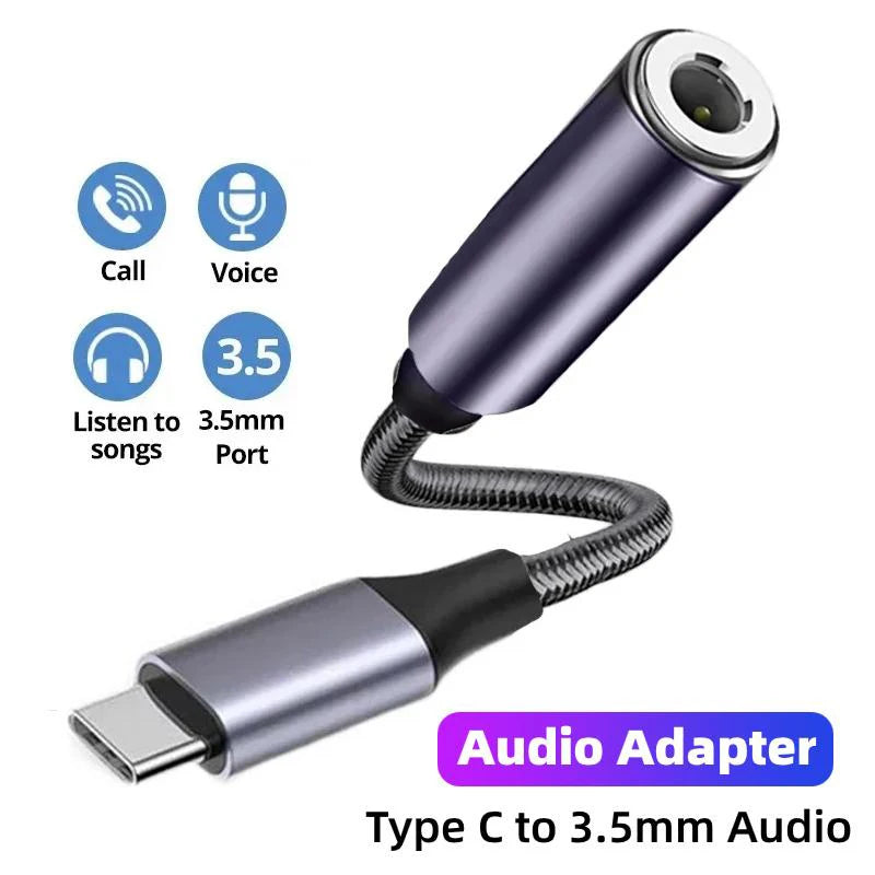 USB C 3 5 Jack Earphone Adapter USB-C Audio Headphones Cable