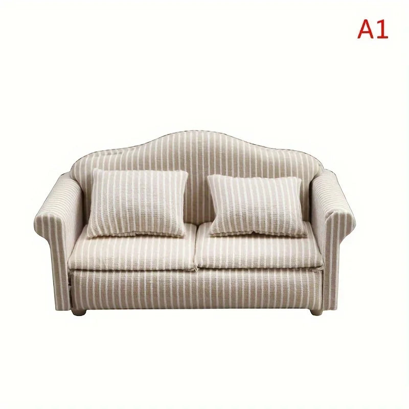 1 12 Mini Furniture Sofa DIY Decoration Doll House Living Room White