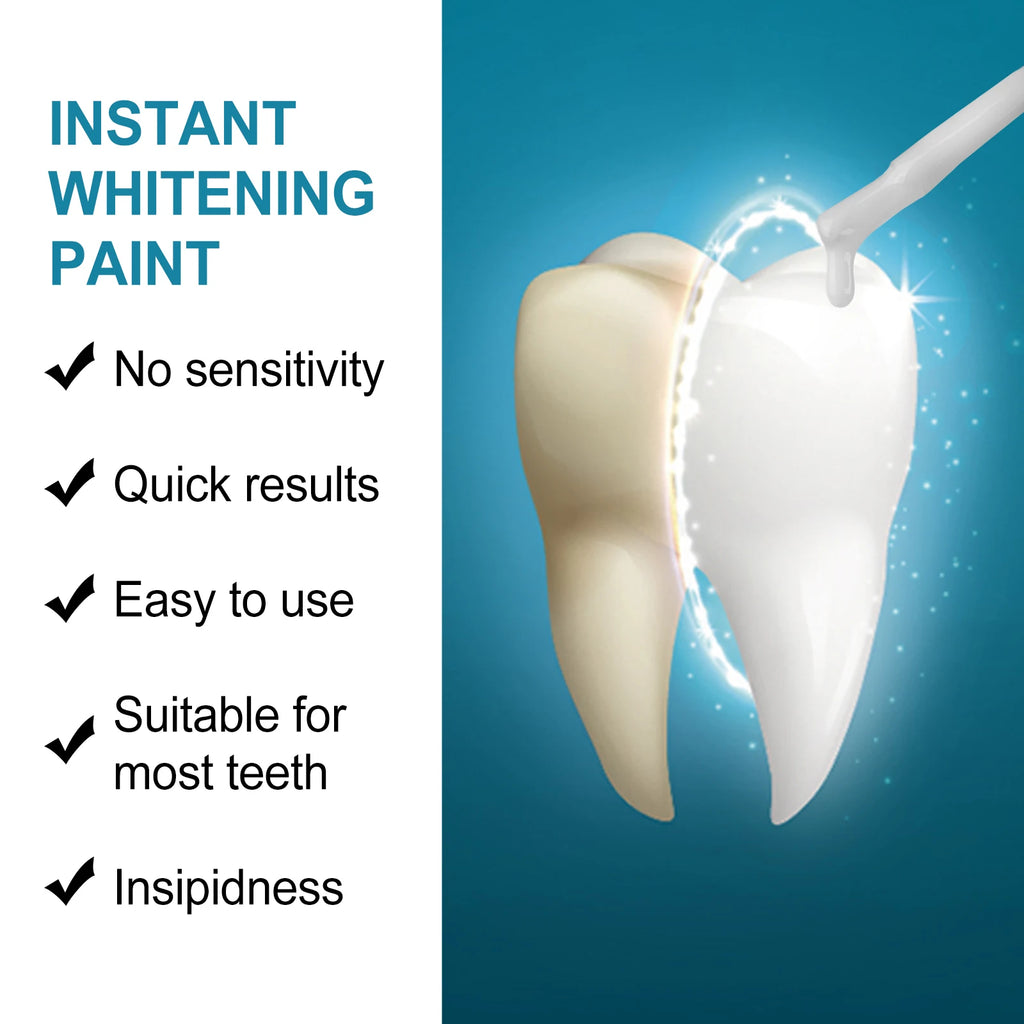 Instant Teeth Whitening Paint 5ml Remove Stains and Yellow Teeth Fast Acting Smile Brightener No Sensitivity Vegan Formula Zpaxo