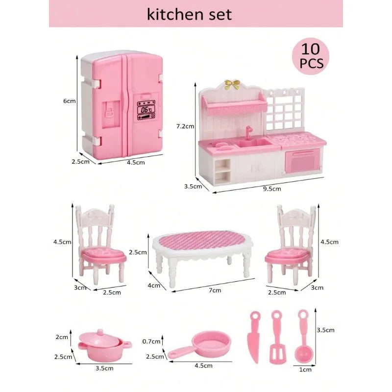 Children's Mini Doll House Accessories Pretend Play Toys Family Scene