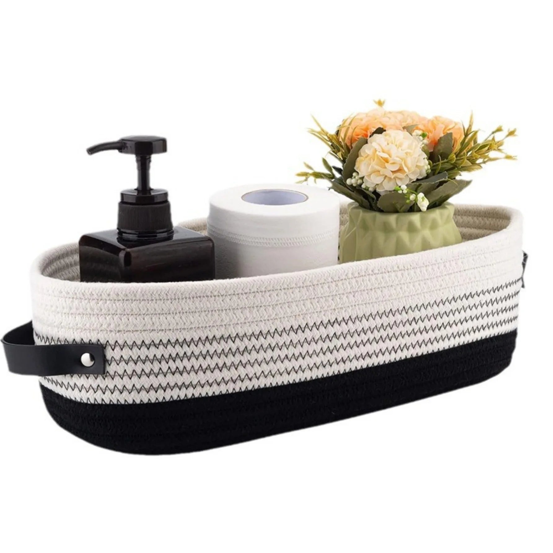 Oval Woven Bathroom Storage Basket, Multifunctional Desktop Organizer, Toilet Paper Holder, Toy Storage Basket Zpaxo 3 color