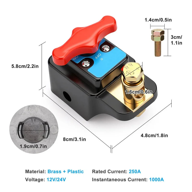 12V/24V Rotary Battery Disconnect Switch – 300A Cut-Off