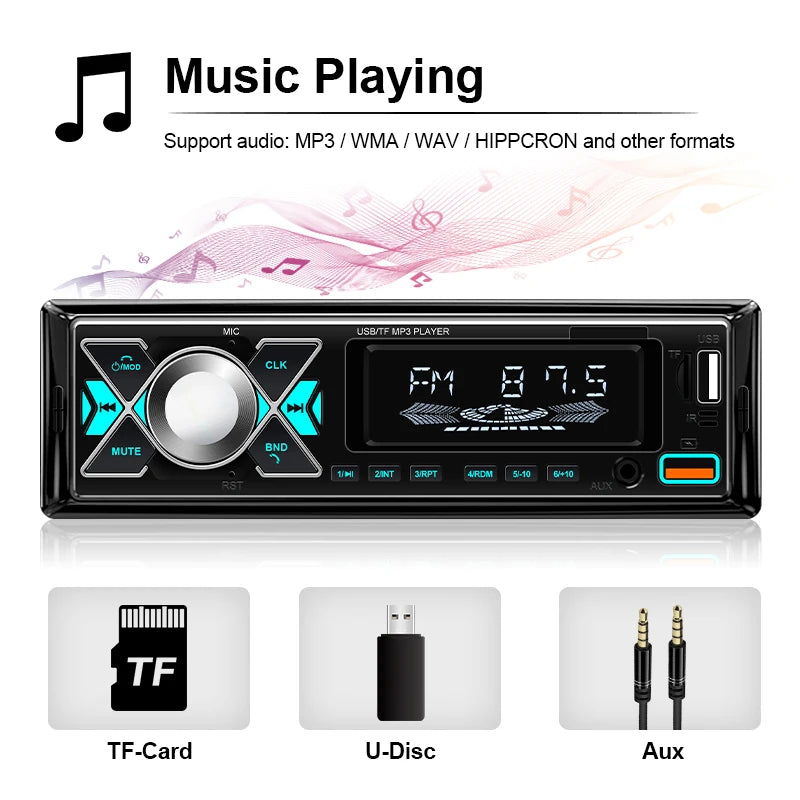 Car Radio 1 Din Stereo Digital Automotive Sound Modules FM Audio