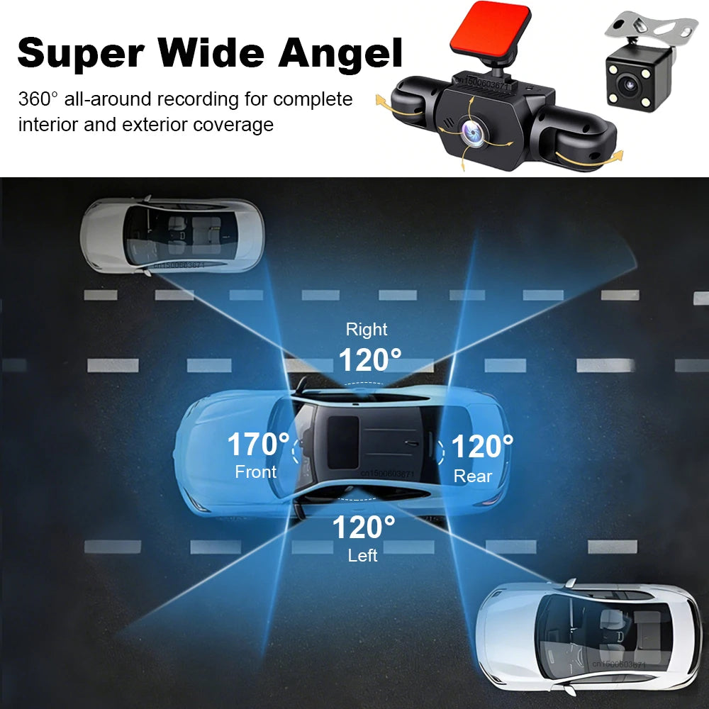 Dash Cam 1080P Car Dvr 4 Channel Vehicle Video Recorder Cars 360