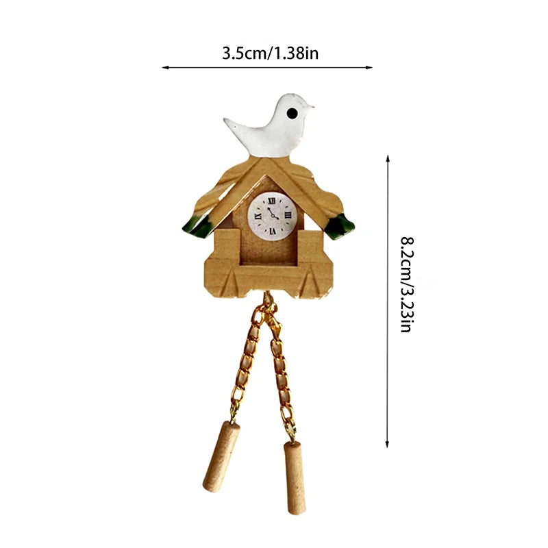 ▶1:12 Dollhouse Miniature Bird Wall Clock Furniture Home Model Decor Toy Doll House Accessories Zpaxo one size