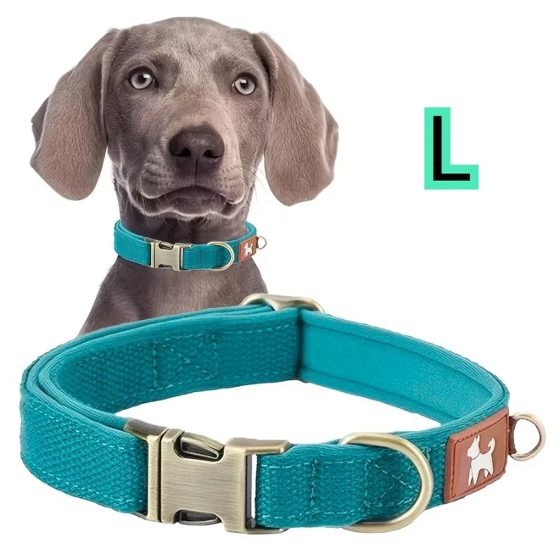 Vintage Durable Nylon Webbing Lined Dog Collar Suitable Large Medium Zpaxo BLUE-L