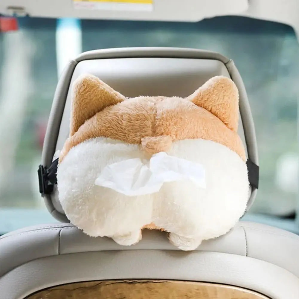 Creative Napkin Holder Corgi Ass Tissue Box Tissue Holder Cartoon Corgi Tissue Box Plush Soft Paper Napkin Case For Car Seat Zpaxo