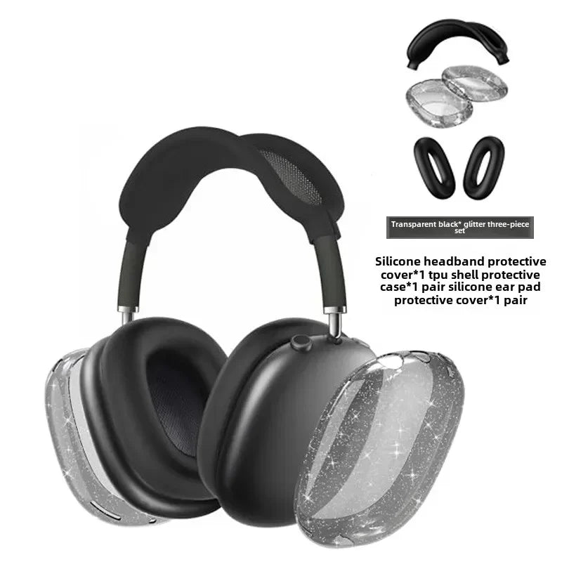 3 in 1 Clear Soft TPU Silicone Skin Protector Ear Cups Case for Airpods Max Airpodmax Anti Scratch Headphones Cover Accessories Zpaxo