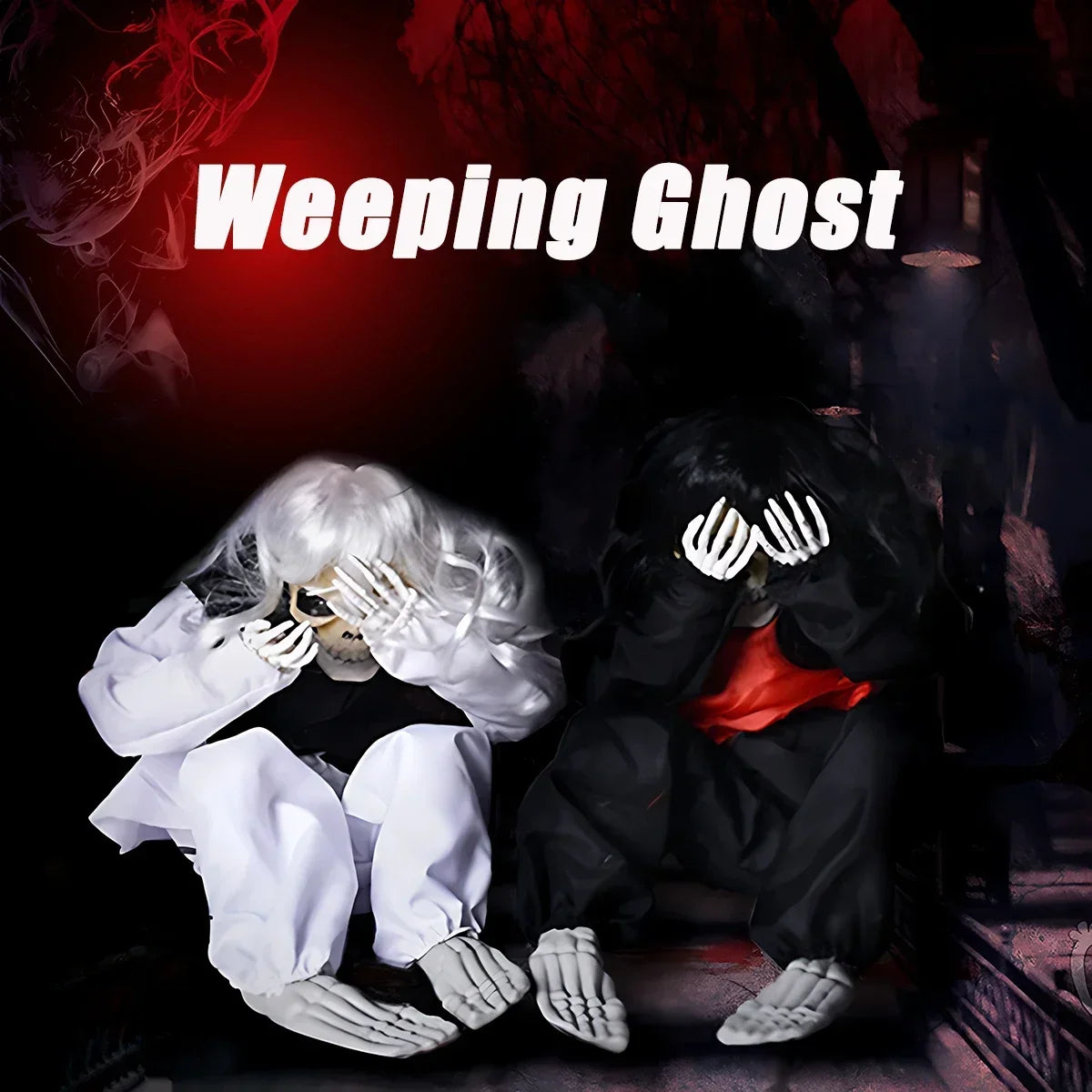 Halloween Animated Crying Ghost Touch-activated Shaking Skull LED