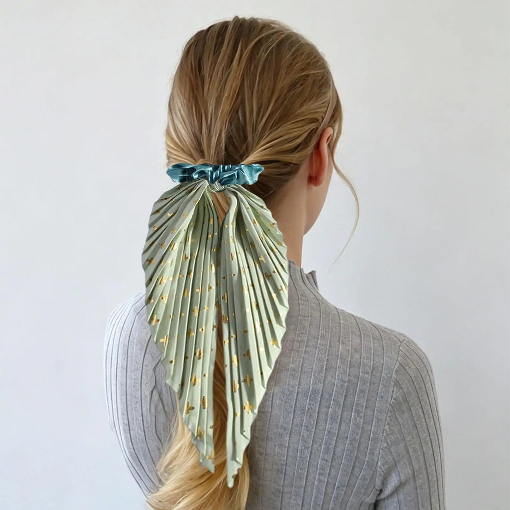 1PC Flower Print Bow Satin Long Ribbon Ponytail Scarf Tie Scrunchies Women Girls Elastic Bands French Headdres Hair Accessories Zpaxo