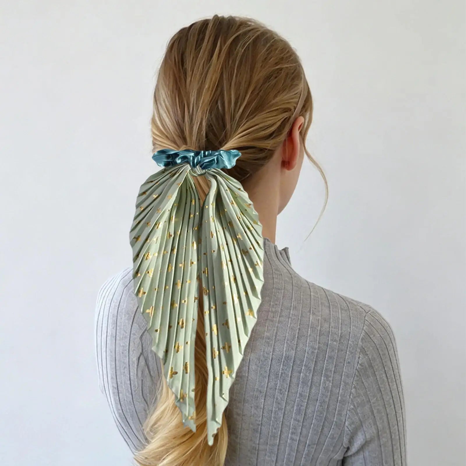 1PC Flower Print Bow Satin Long Ribbon Ponytail Scarf Tie Scrunchies Women Girls Elastic Bands French Headdres Hair Accessories Zpaxo