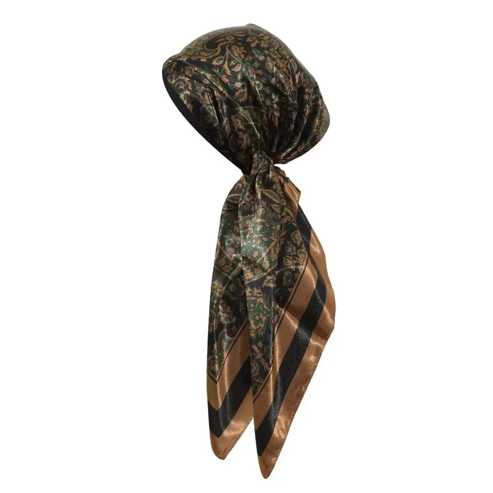 Leopard Print Print Turban Hat Elegant Thin Breathable Women Head Scarf Windproof Satin Silk Scarves Summer Accessories Zpaxo