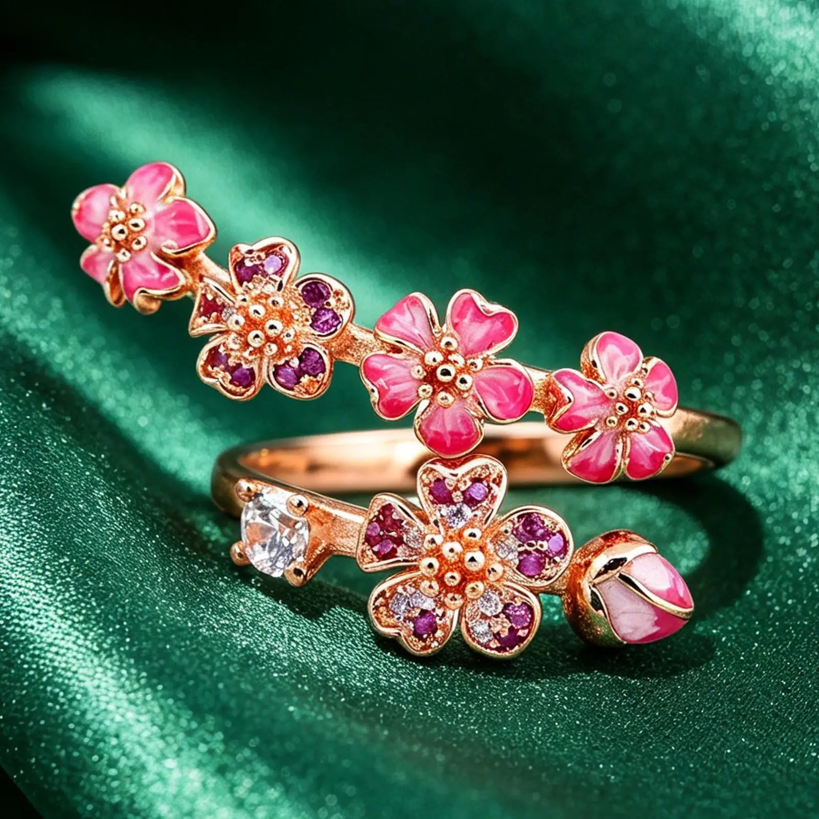 Open Rings for Women Metal Adjustable Open Flower Women Floral Jewelry for Daily Wear Party Prom Dating Engagement Zpaxo Default Title