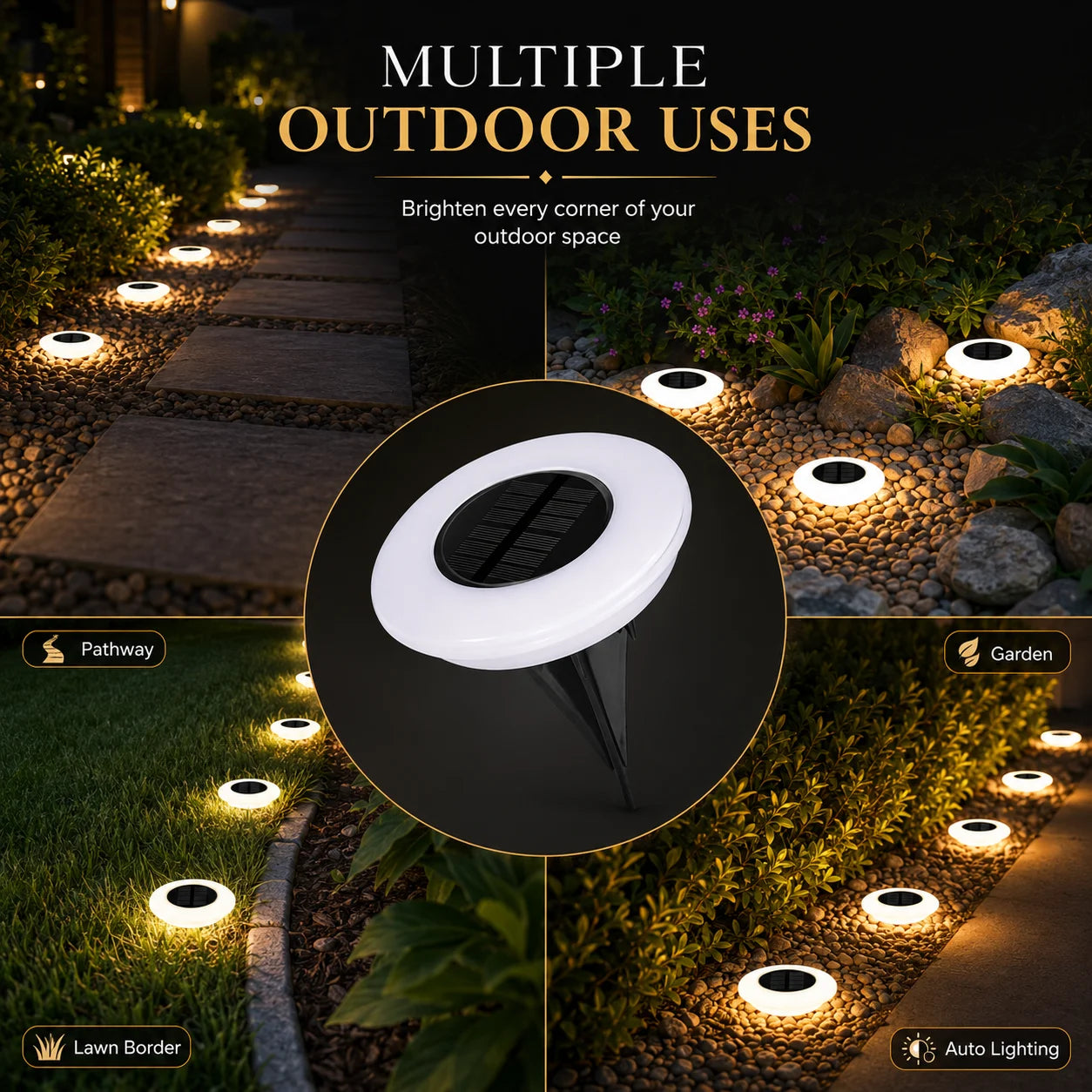 1/2Pack Solar Ground Lights,14LED Waterproof Outdoor Landscape Light, LED Lawn Lamp, for Garden Pathway Yard Deck Camping Decor Zpaxo