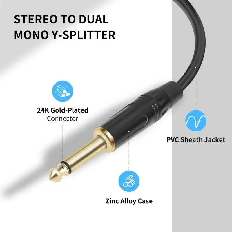 652F Sound Patches Cord 1 TRS Two Mono Breakouts Cable Zpaxo
