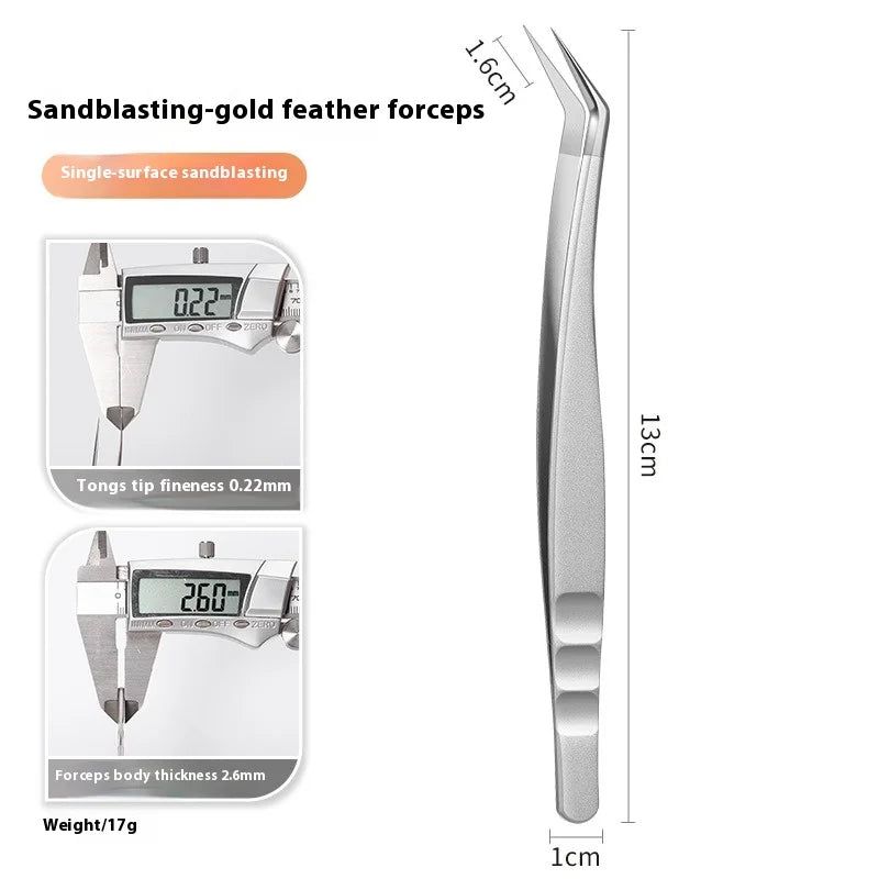 Precision Eyelash Tweezers Professional Beauty Grafting Zpaxo 01 Gold Feather