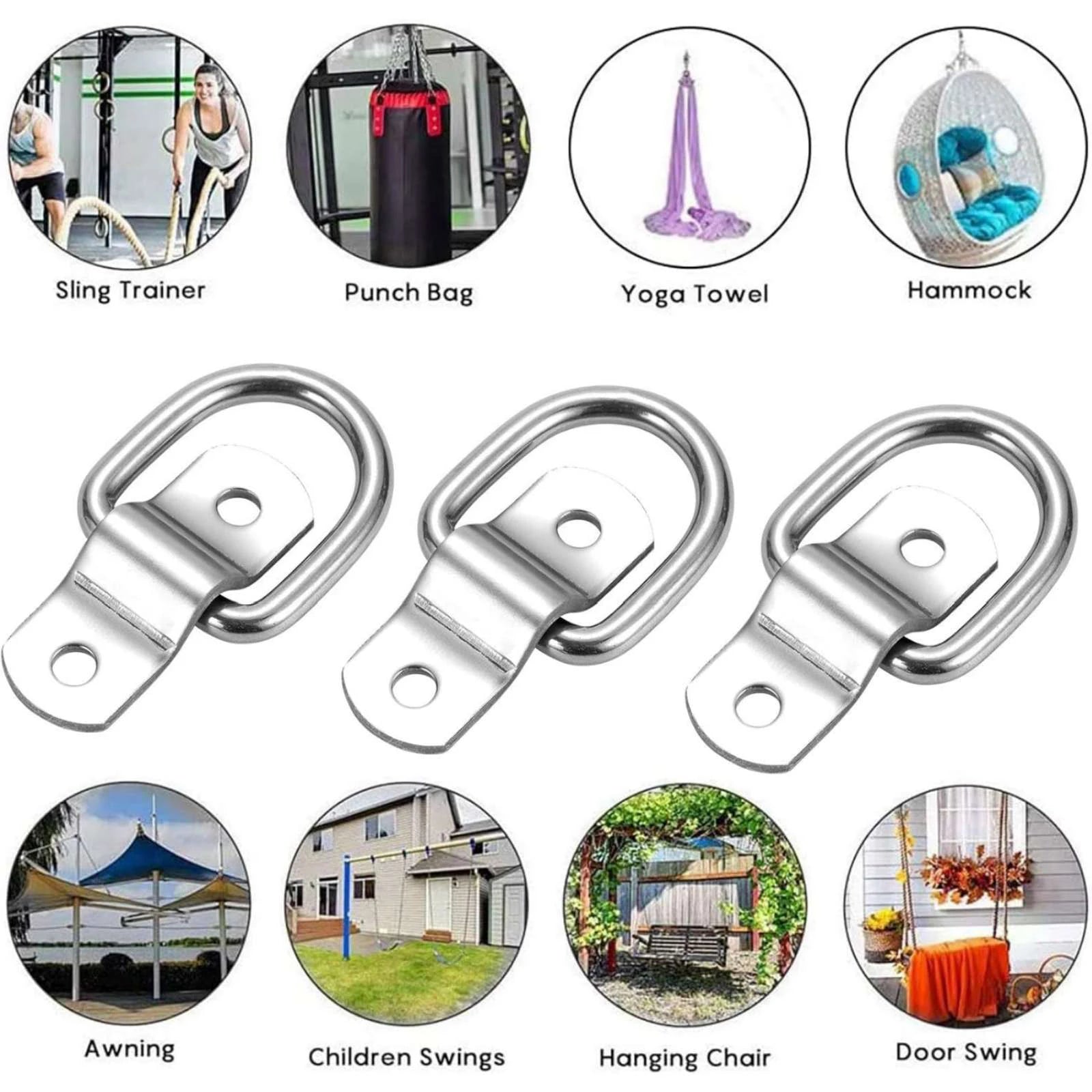 D Rings Tie Down Anchors Ring Pull Hook Stainless Steel Lashing Load