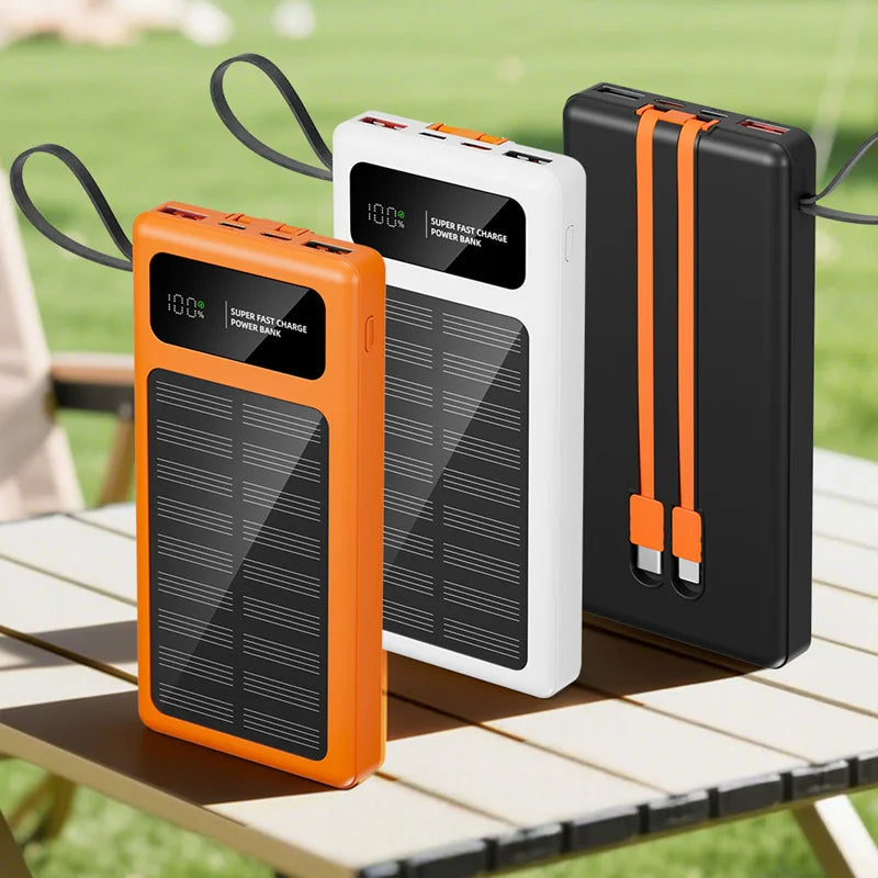 2026 New 500000mAh Solar PowerBank 120W Fast Charging Built-in 2 Cable PowerBank High Capacity Battery For iPhone Samsung Xiaomi Zpaxo