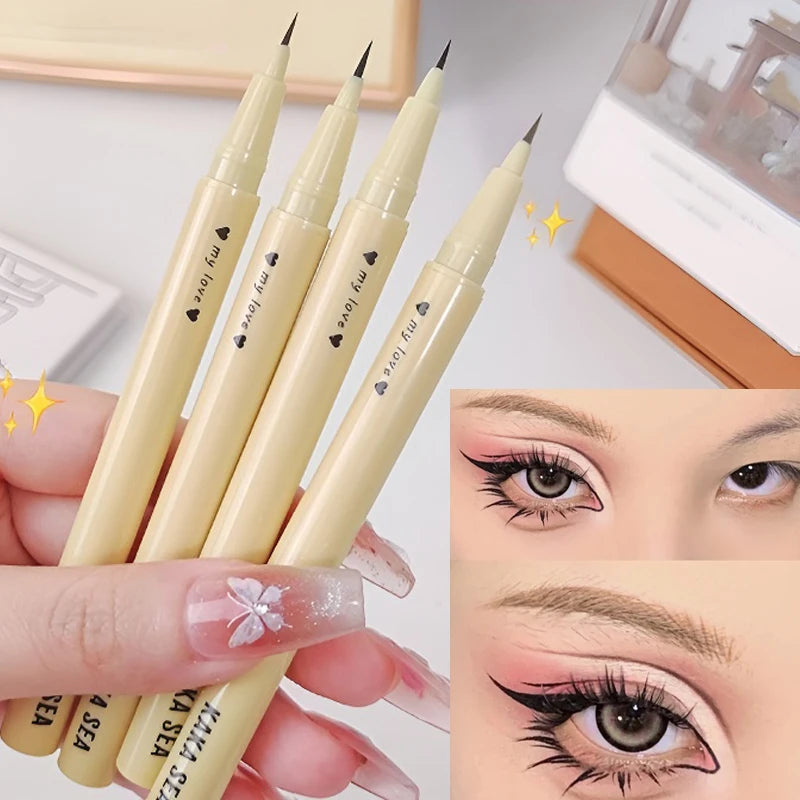Yellow Tube Liquid Eyeliner Pen Quick Dry Smooth Lasting Waterproof