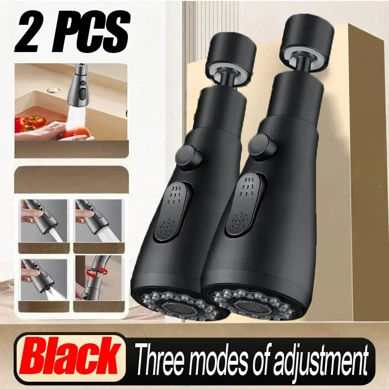 Universal Kitchen Faucet Extender 360° Swivel Aerator Plastic Splash Guard Strainer Sink Aerator Spout Kitchen Accessories Zpaxo 2pcs-black