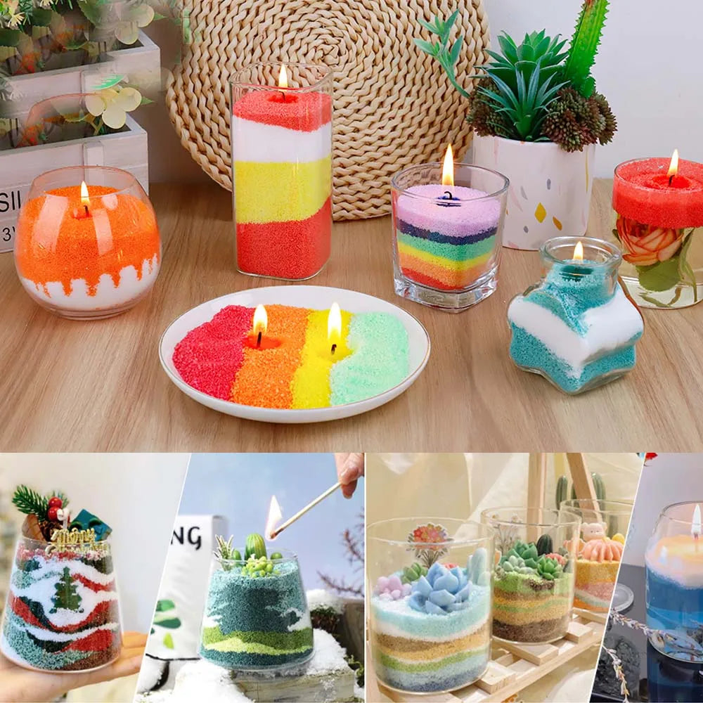 Colorful Pearl Sand Wax Candle Kit 20g + 5 Wicks – DIY Making Candle Making Kit Zpaxo