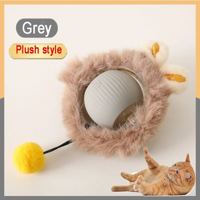 Interactive Cat Toys Automatic Rolling Ball Fake Tail Rechargeable Electric Pet Interactive Toy Dog Training Imitate Mouse Tail Zpaxo Grey Plush Ball New Version