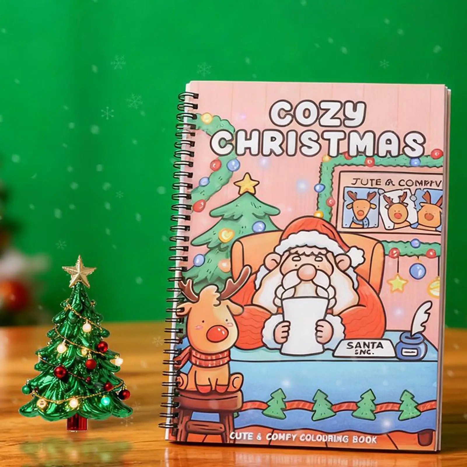 Kids Coloring Book Early Learning Festive Activity Christmas-Themed Coloring Book Toy For Crayons Pencils Airplane Classroom Zpaxo