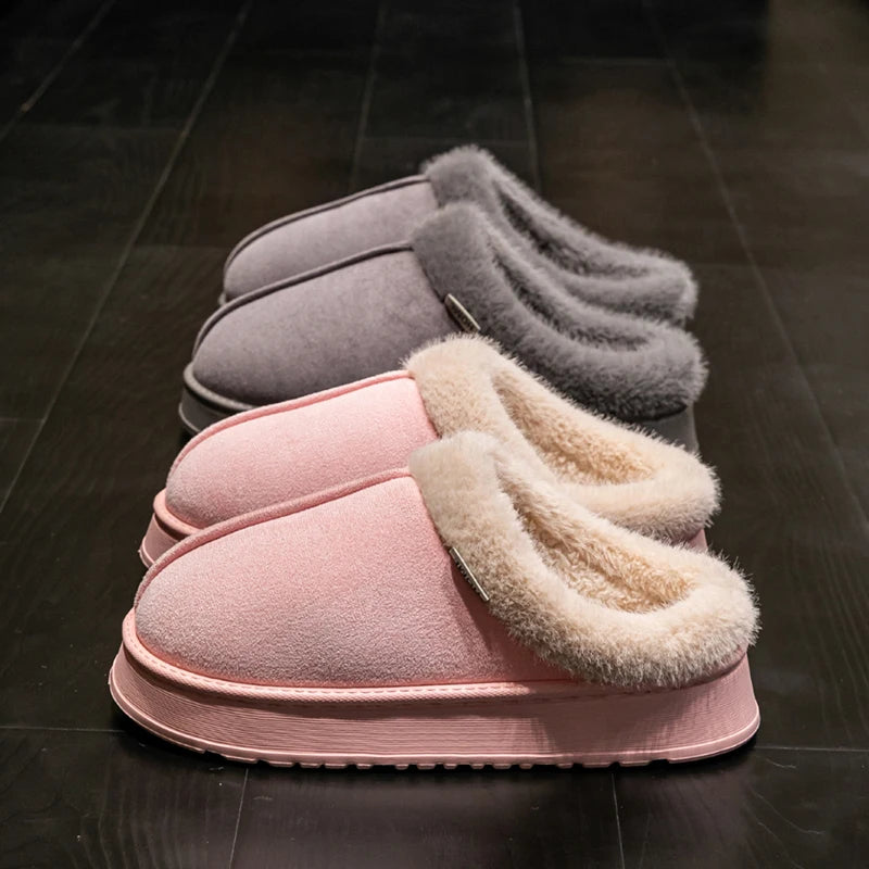 Fluffy Men's Slippers Winter Thick Sole Indoor Anti-slip Warmth At
