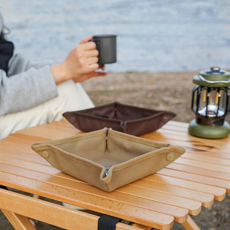 Hot Outdoor Camping Storage Tray, Household Travel Storage Box, Camping Portable Folding Square Miscellaneous Items Storage Tray Zpaxo