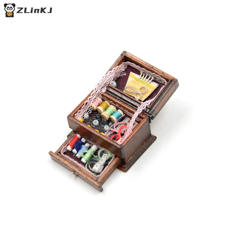 ▶Vintage Sewing Needlework Needle Kit Box 1:12 Dollhouse Miniature Mini Decor Zpaxo