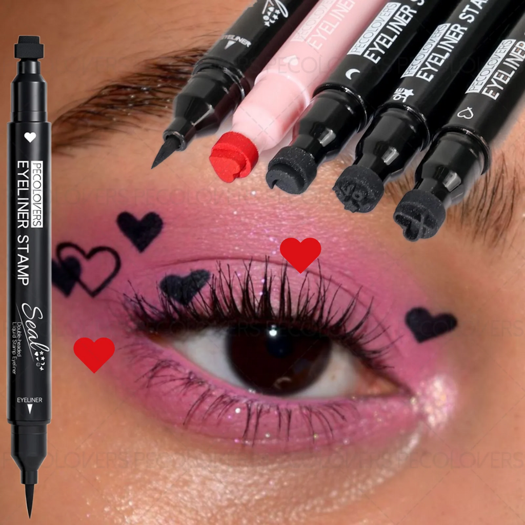 1PC Double-ended Liquid Eyeliner Pen with Seal, Smudge-proof, and Contains A Variety of Patterns (stars, Hearts, Moons, Etc.) Zpaxo