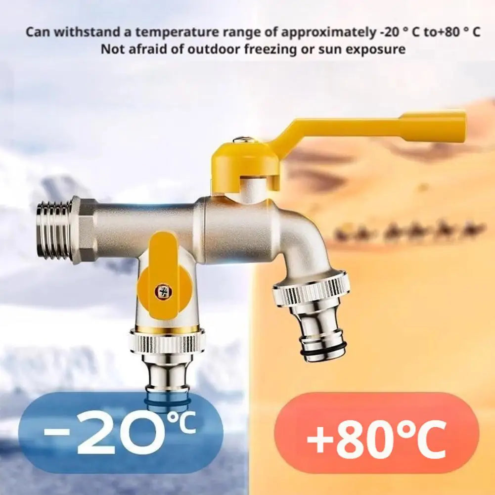 Outdoor Antifreeze Brass Tap Double Outlet For Garden Yard Water IBC Tank Washing Machine Hose Connector Accessory Zpaxo
