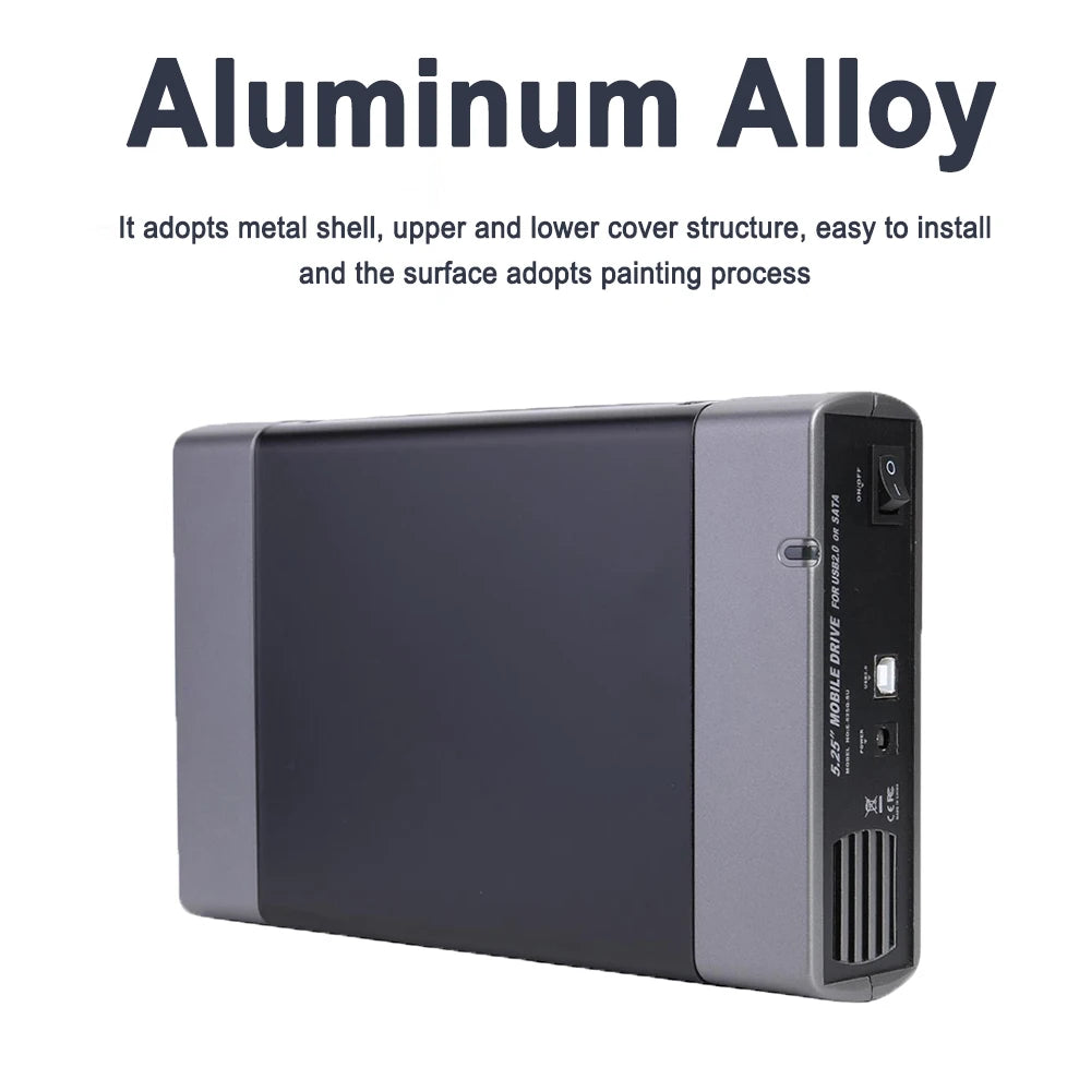 5.25inch External Hard Drive Enclosure USB3.0/2.0 To SATA Hard Disk Box Support DVD External Hard Drive Case 16 Speed Recording Zpaxo