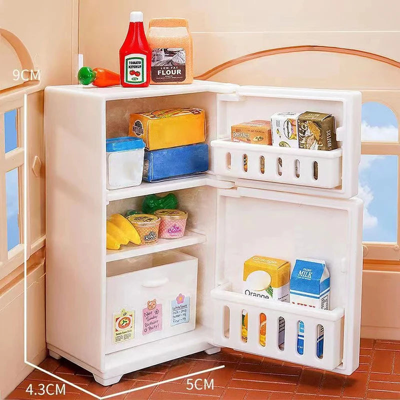 Mini 1 12 Dollhouse Kitchen Furniture White Refrigerator Food Unique Zpaxo