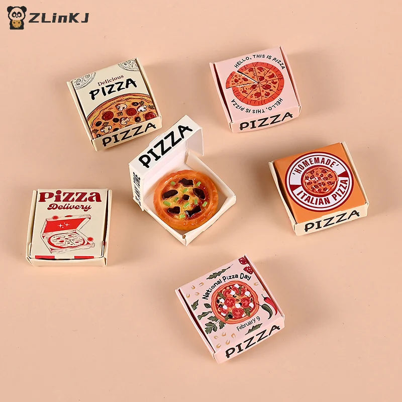 ▶6pcs Miniature Pizza Or Packing Box Model For 1:6/1:12 Scale Dollhouse Kitchen Food Decor Toy Doll House Accessories Zpaxo