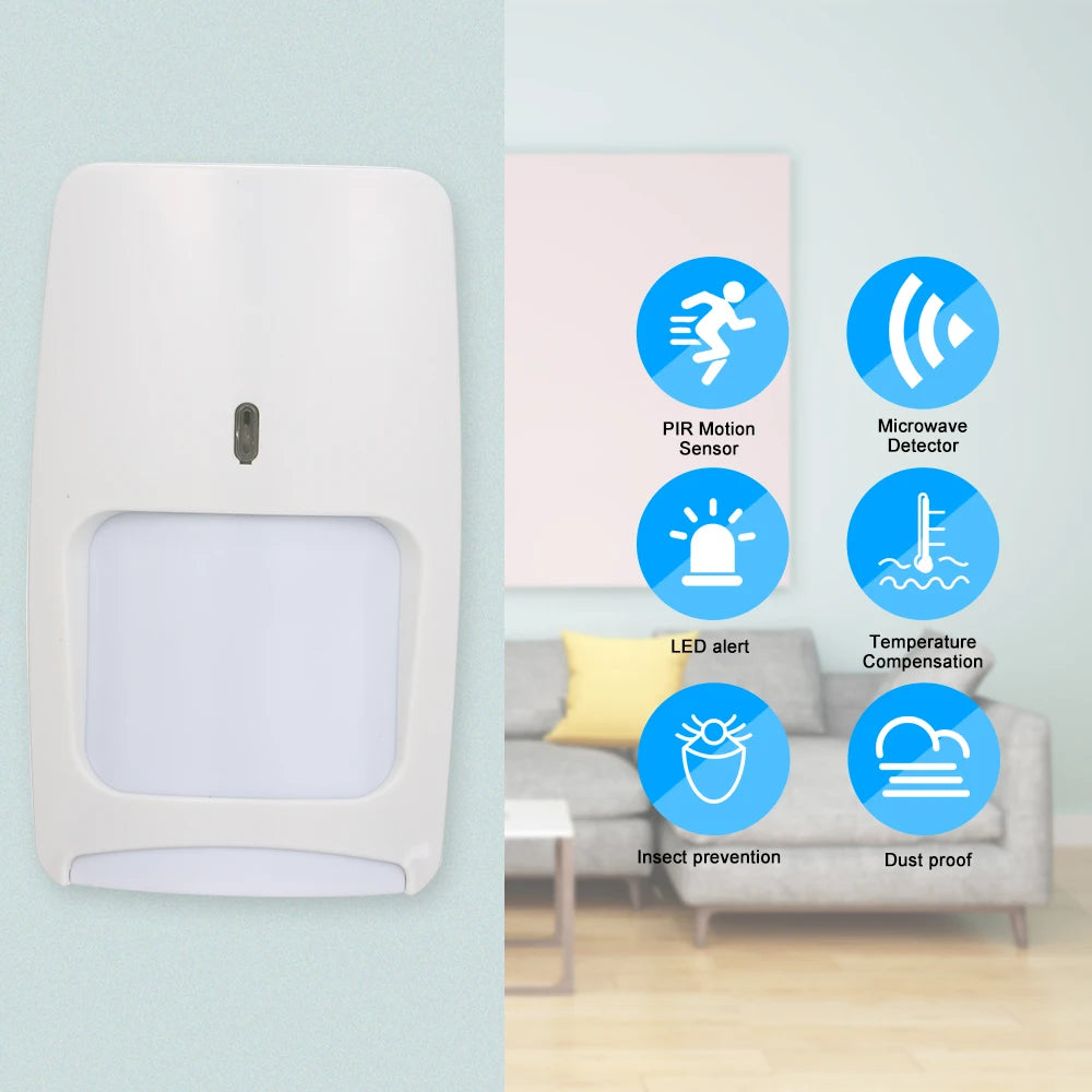 Wired Dual-tech Infrared Motion Microwave Detector Wall Mounted PIR Motion Sensor Pet Immunity for Burglar Security Alarm System Zpaxo