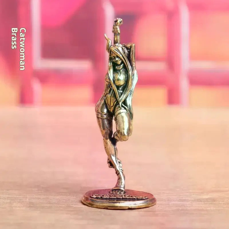 Desk Ornament Office Bookshelf Artistic Home Decor Vintage Brass Beautiful Lady Cat Statue Zpaxo